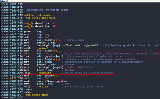 get_quote function with clarifying comments