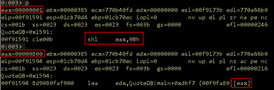 EAX with the value highlighted