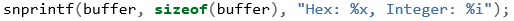 Hypothetical snprintf call