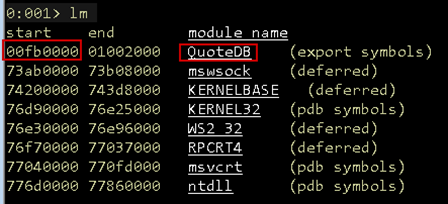 Screenshot of all modules with QuoteDB highlighted