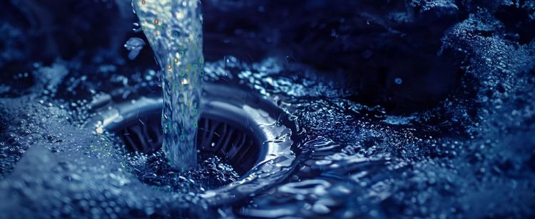 A stream of data spilling down a drain