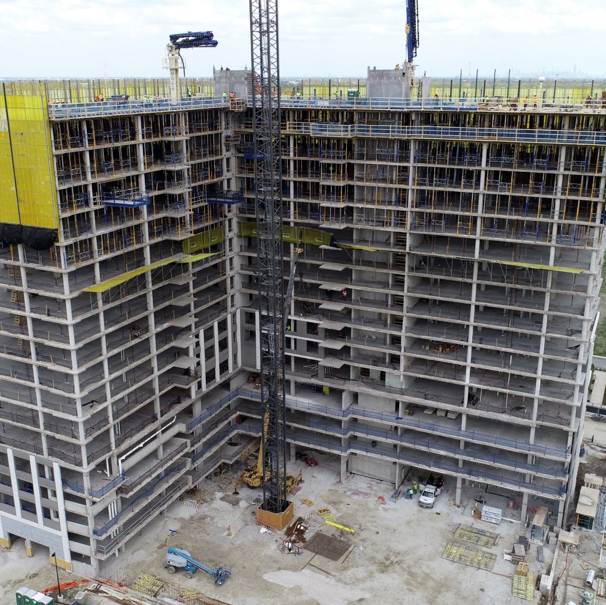 Concrete formwork of Oak Brook Commons Building construction site.