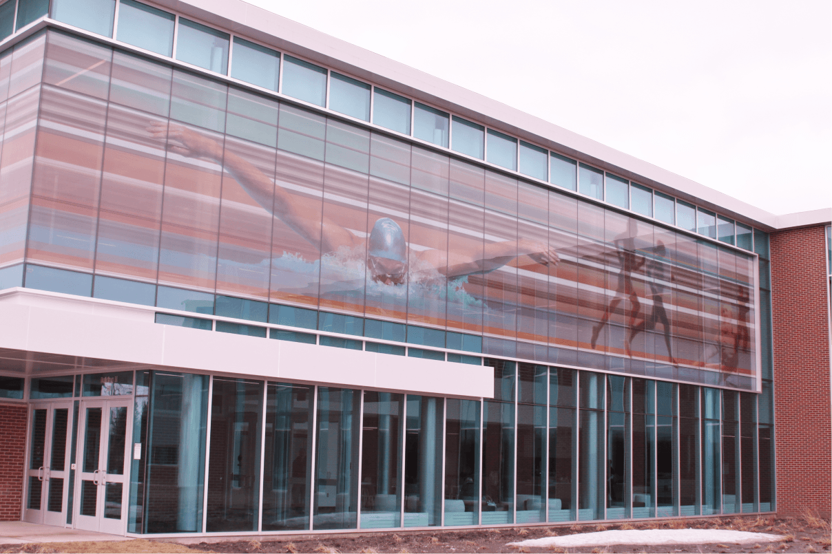 The outside view of the Health, Fitness and Campus Recreation Center.