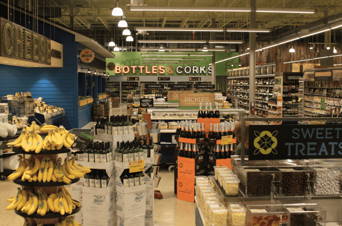 The spirits and wine section of Whole Foods in Willowbrook.