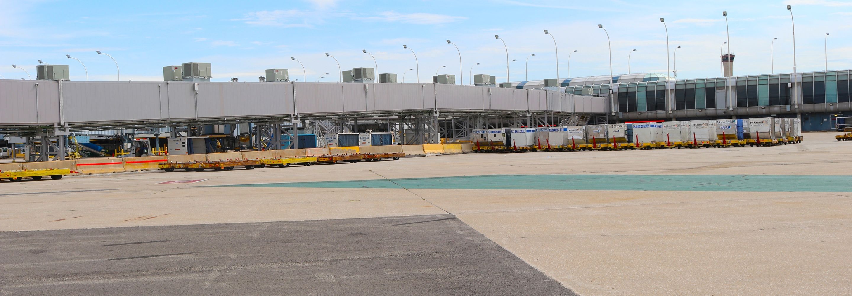 Far away view of the lower concourse at the airport.
