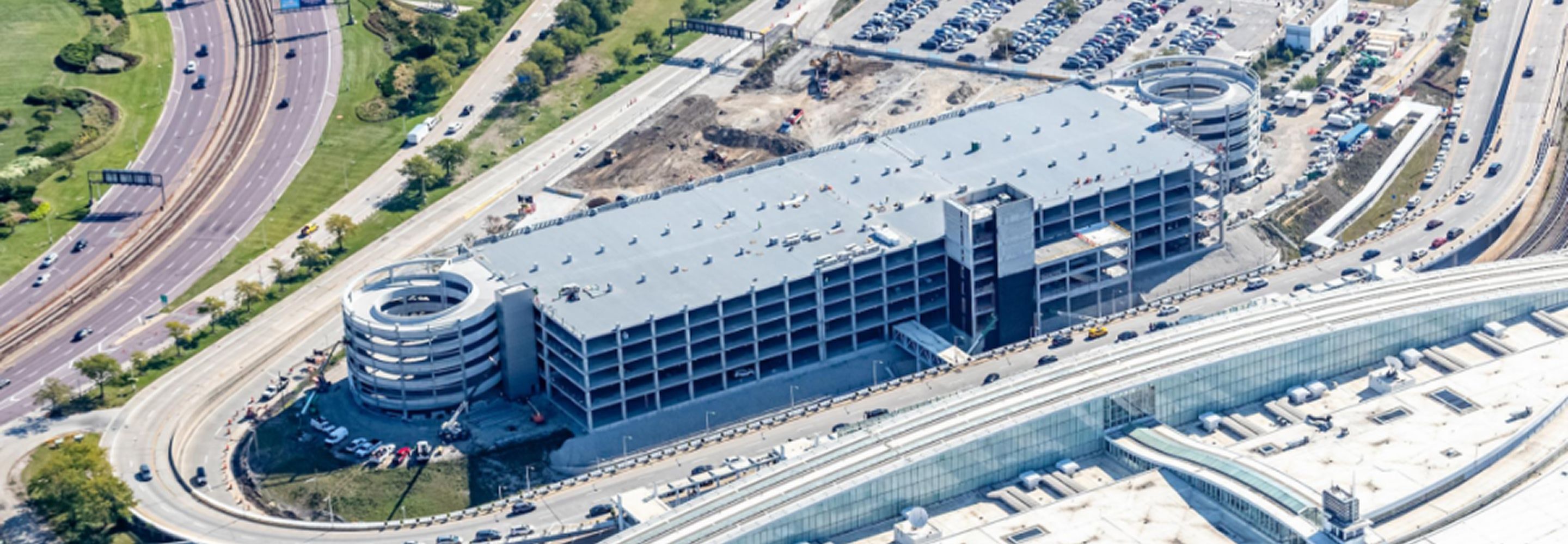 Aerial view of the finished Terminal 5 Parking deck.
