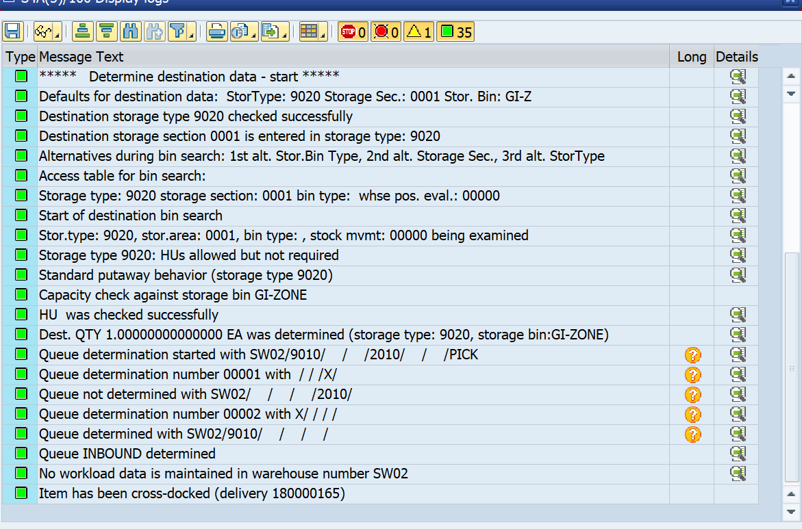 SAP EWM Cross Docking Log 