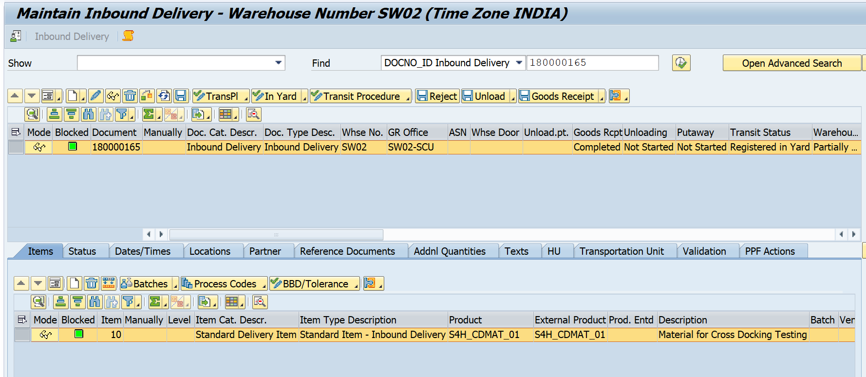 SAP EWM Cross Docking Test 