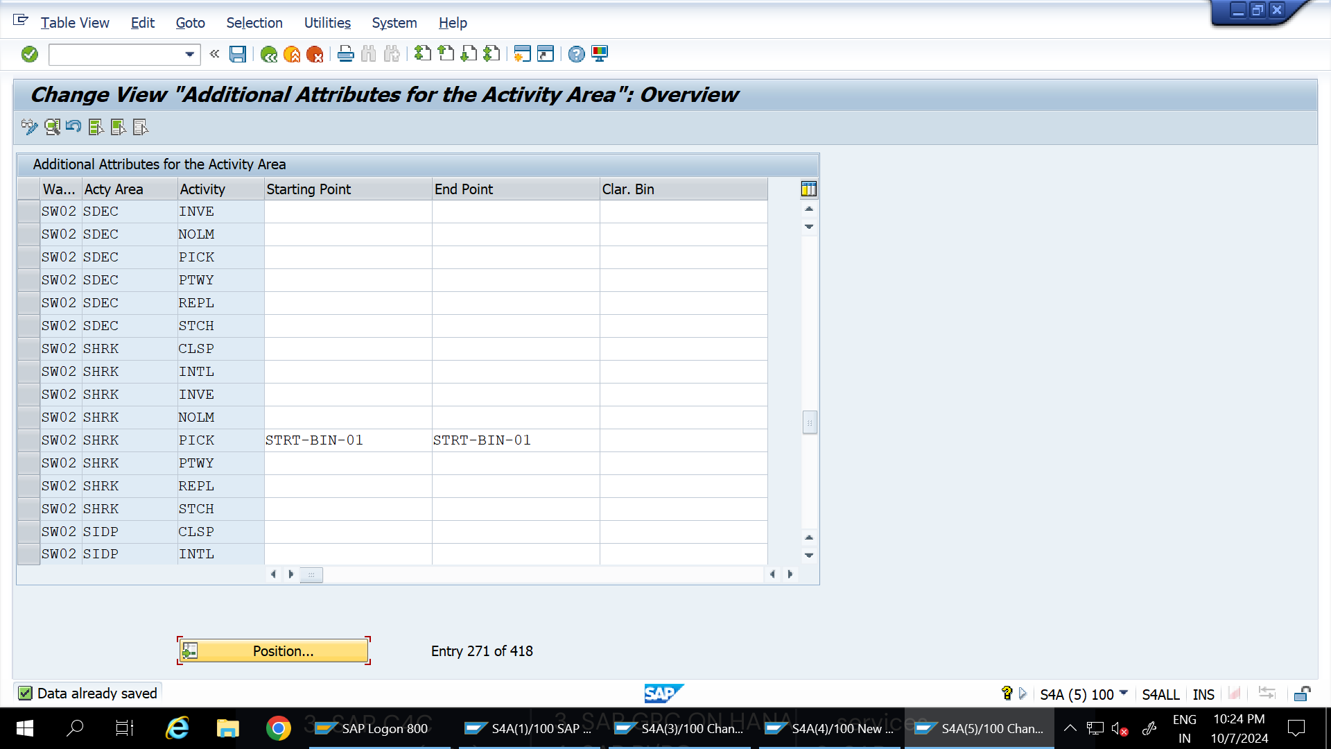 SAP EWM Cartonization Assign start and end bins