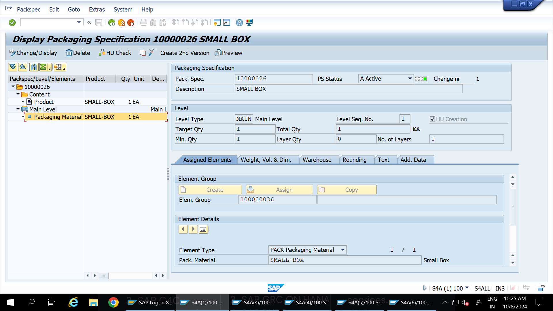 SAP EWM Cartonization Packspecs