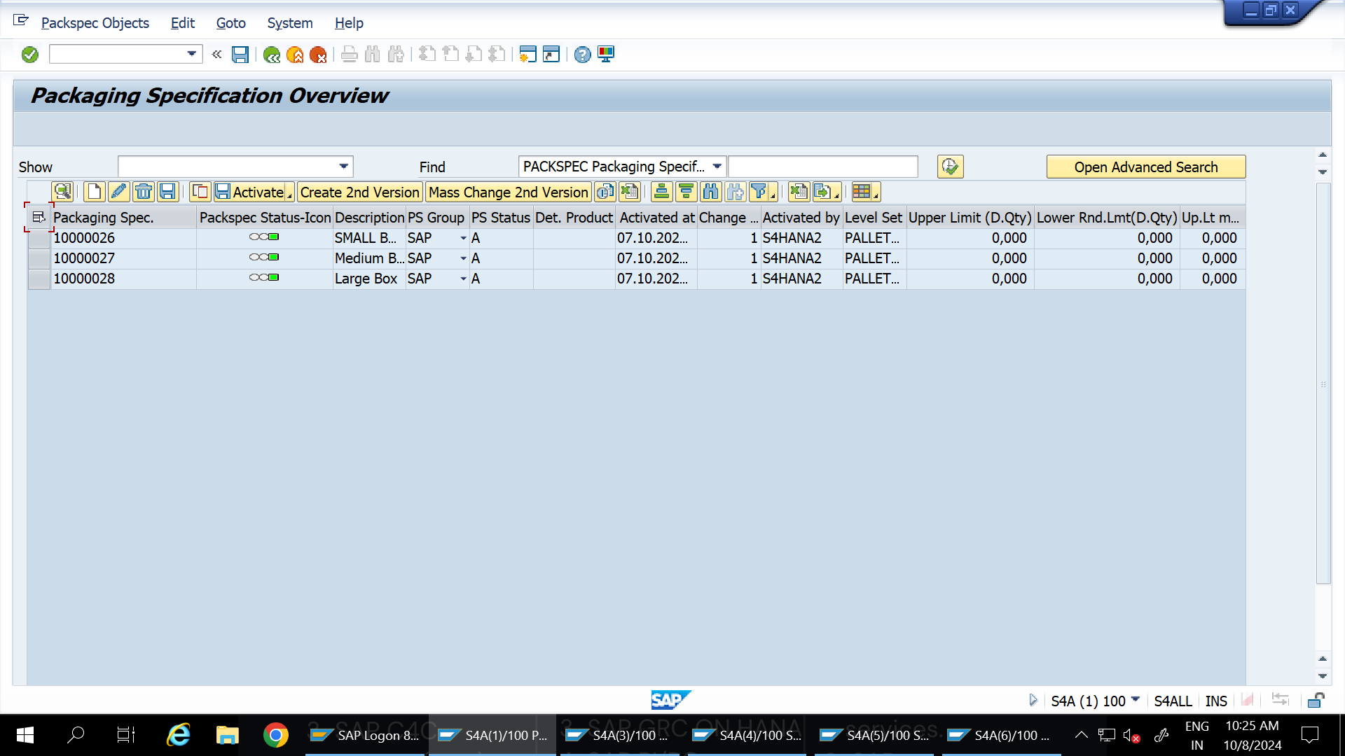 SAP EWM Cartonization Packspecs