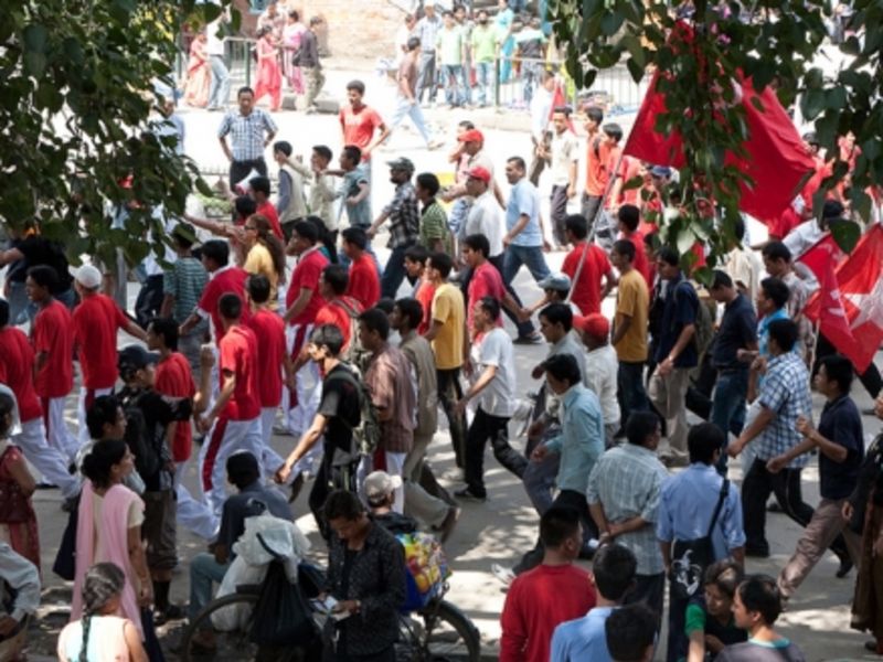 A protest rally against the government by Maoists from Nepal's YCL party in 2009. (Photo: Ingmar Zahorsky, Flickr)