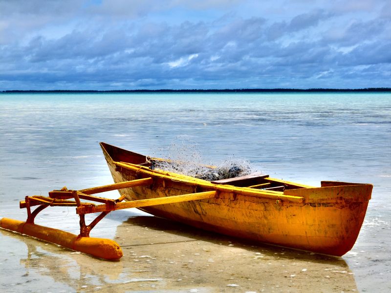 Outrigger canoe in South Tarawa, Kiribati. Robert Szymanski, Shutterstock.