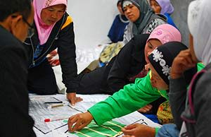 Women around a table