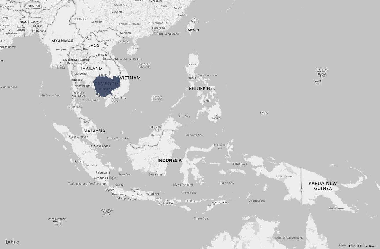 Map to highlight research countries, Cambodia