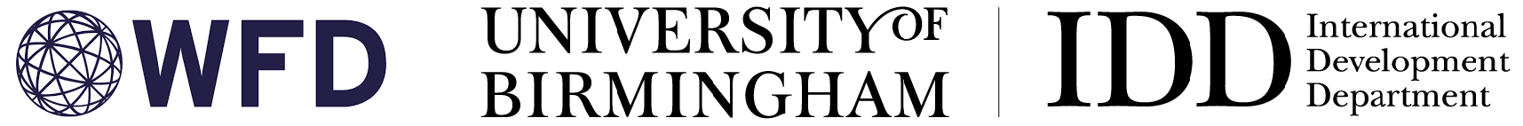 WFD, University of Birmingham and IDD logos