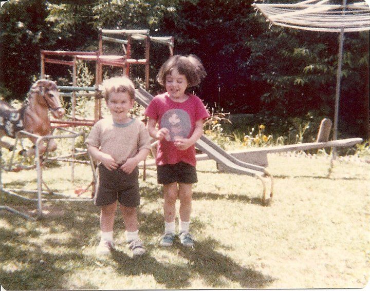 Two children in a garden