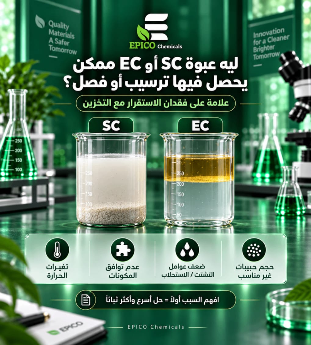أشهر أسباب الترسيب والفصل في المبيدات المعلقة والمستحلبة
