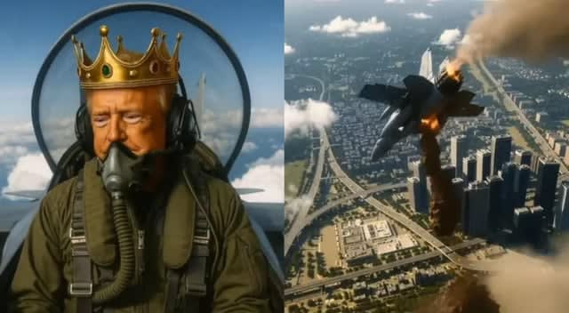 Trump szokuje nagraniem z AI. Leci odrzutowcem i bombarduje protestujących brązową cieczą