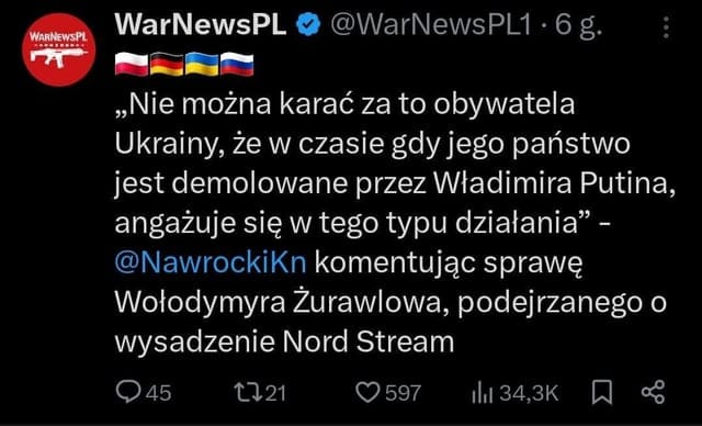Prezydent Nawrocki o podejrzanym w sprawie wysadzenia NS
