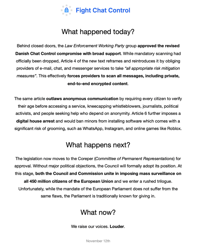 Dania próbuje wymusić regulacje ChatControl za zamkniętymi drzwiami, bez poprawnego głosu.