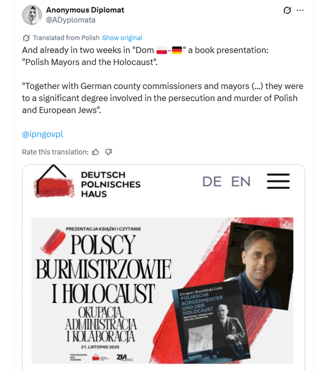 Book "Polish mayors and the Holocaust" says that Polish mayors were also responsible for the Holocaust