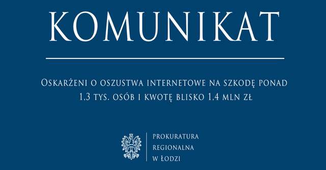 Oskarżeni o oszustwa internetowe na szkodę ponad 1,3 tys. osób i kwotę blisko 1,4 mln zł