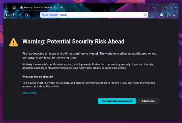 Jeden z największych polskich dostawców internetu zapomniał odświeżyć certyfikat.