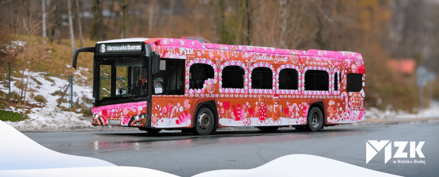A new one-off special gingerbread christmas livery on a bus in Bielsko-Biała has made its debut today.