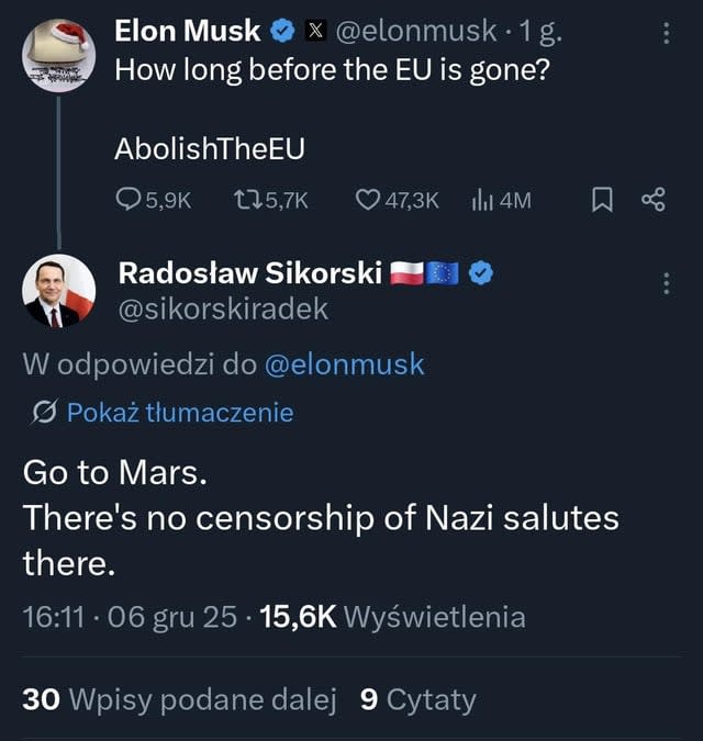 Sikorski vs Elon Musk, runda druga