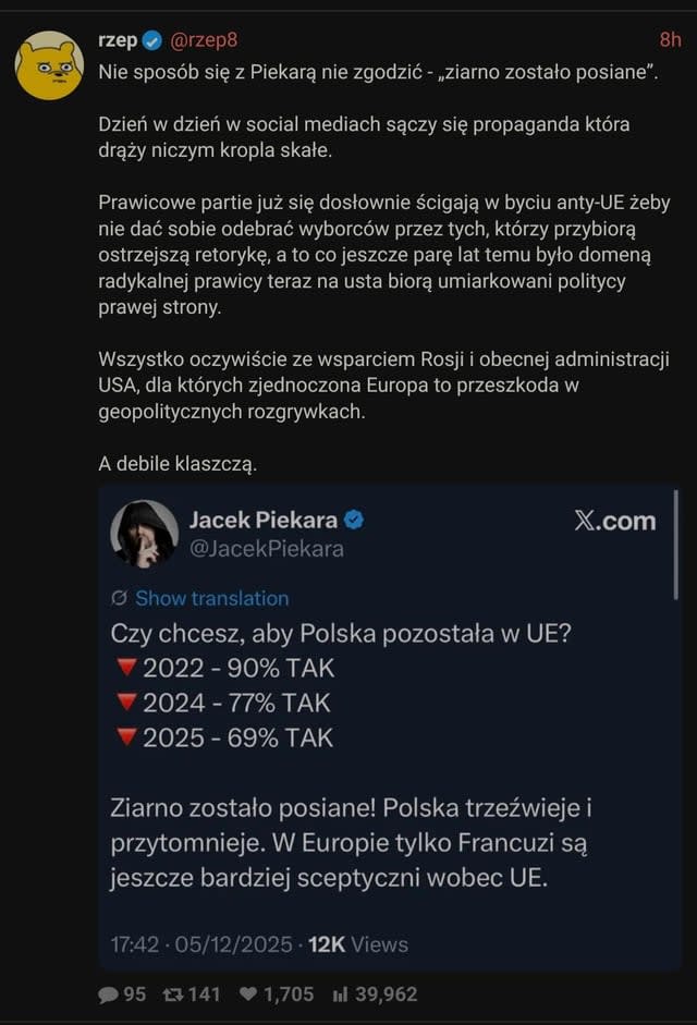 Obecna sytuacja geopolityczna wywołuje we mnie lęk jakiego nie czułem od kwietnia 2022r. (wycofania kacapów spod Kijowa).