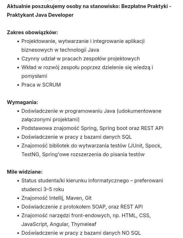 Czy jest coś niżej niż praktyki gdzie można zdobyć doświadczenie?