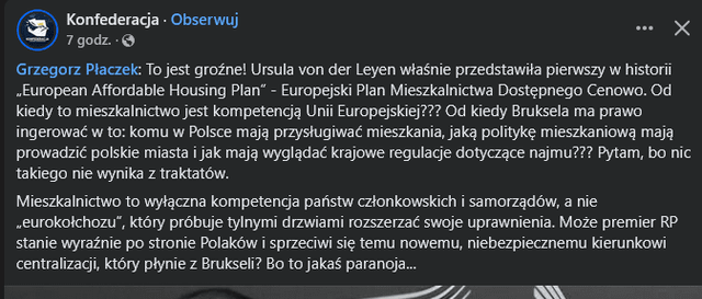 Konfa płacze, nad tanim mieszkalnictwem od UE , gdzie ja żyję