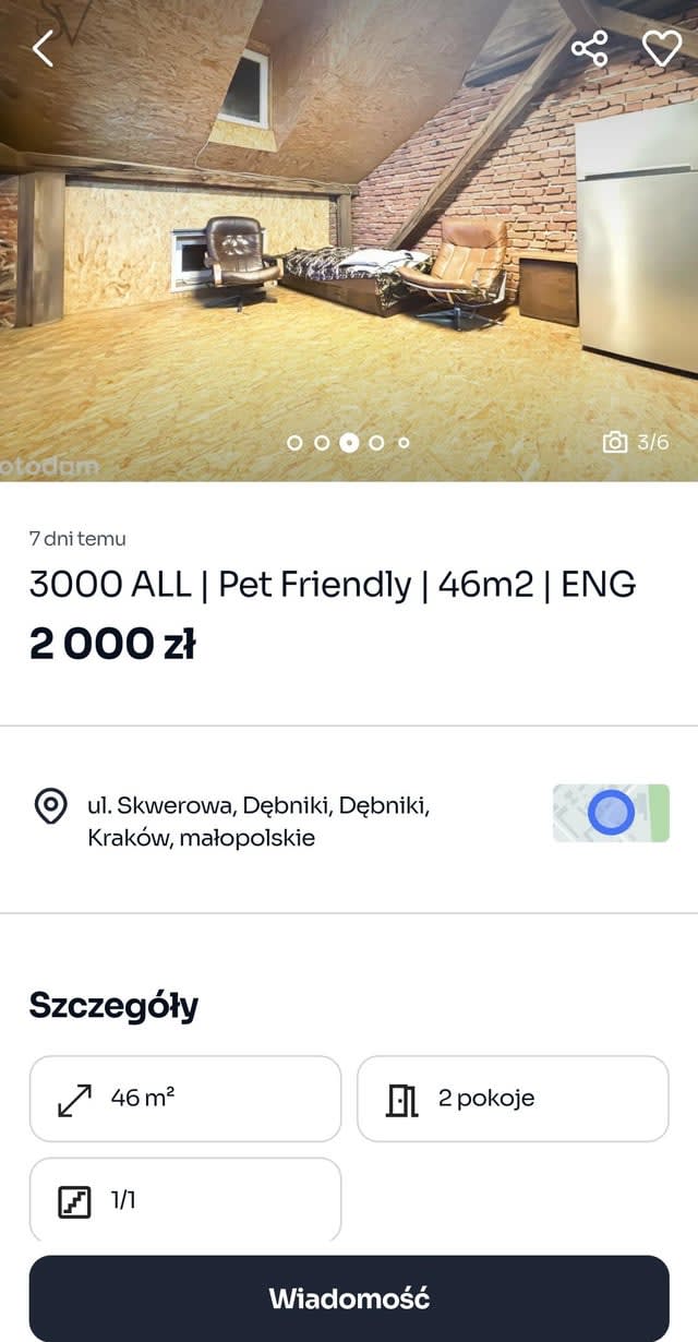 Wynajem mieszkania za 3k na strychu
