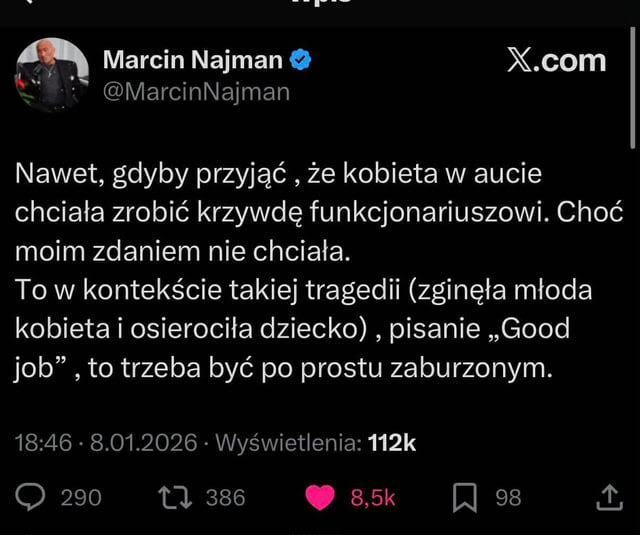 Doszliśmy do punktu gdzie Marcin Najman jest głosem rozsądku