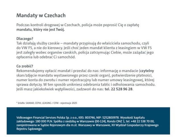 Mandaty w Czechach a leasing w VWFS.