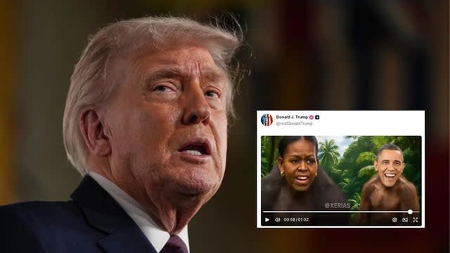 Trump publikuje wideo przedstawiające Baracka i Michelle Obamę jako małpy