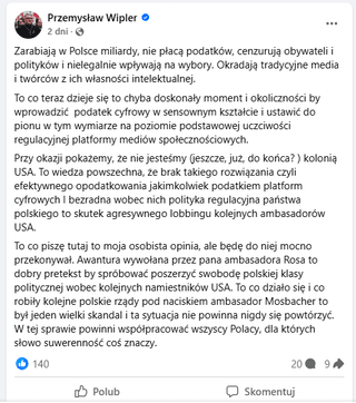 Przemysław Wipler [Konfederacja] przemawia Razemkowym głosem i chce opodatkowania wielkich amerykańskich korporacji