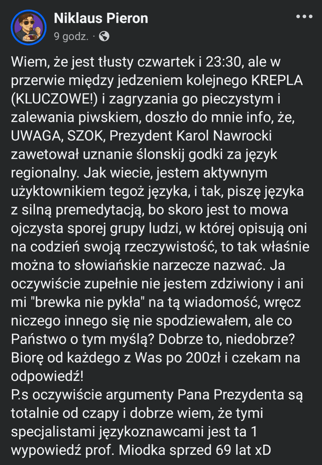 Weto prezydenta w sprawie uznania śląskiego za język regionalny