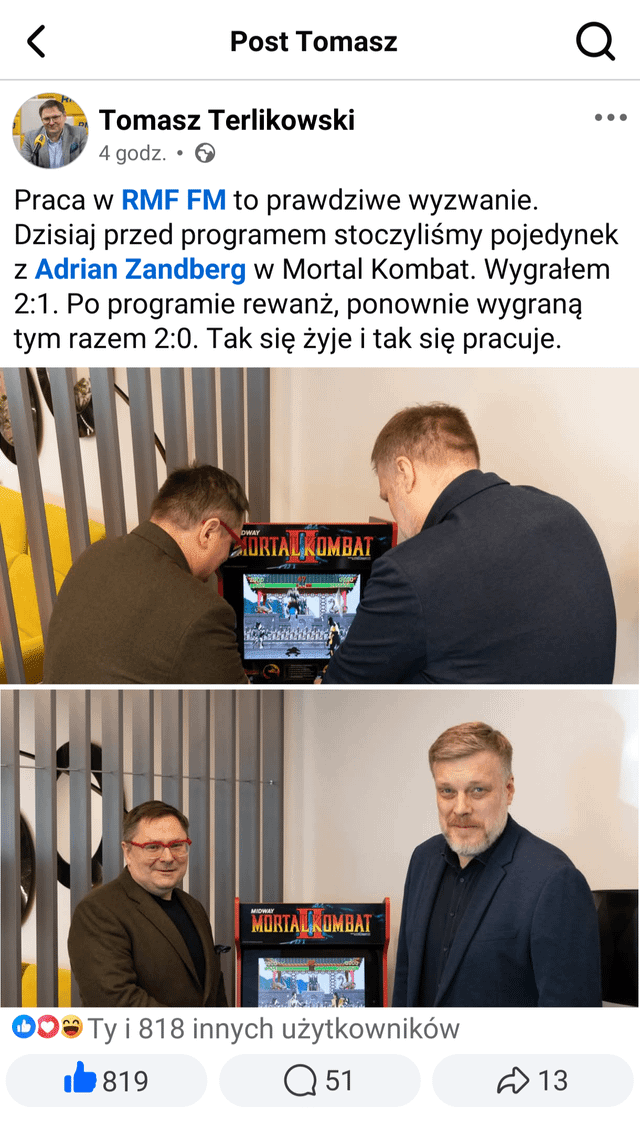 Tomasz Terlikowski wygrał z Adrianem Zandbergiem, dwa razy!