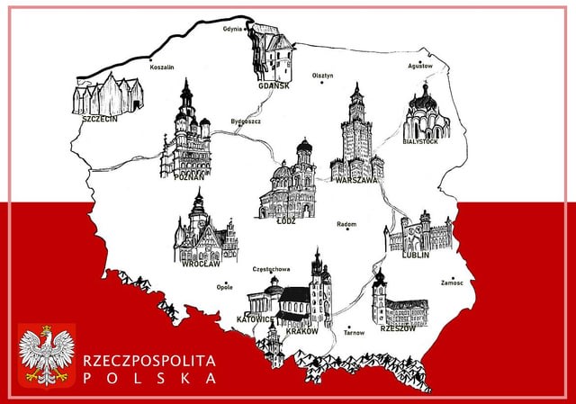 Hand drawn map of Poland, by me