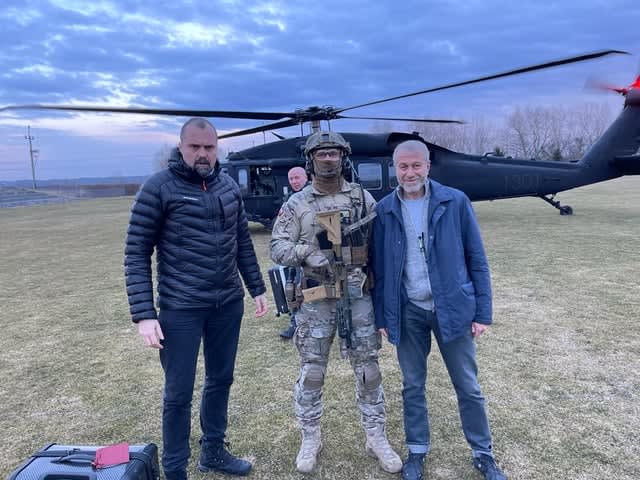 Jakub Kumoch from Polish president office, JW Grom operator, Roman Abramovich former governor and PM in Russia, during peace talks in Brest Belarus 2022