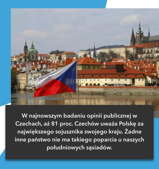 Centrum Badania Opinii Publicznej przy Instytucie Socjologii Akademii Nauk Republiki Czeskiej wskazuje, że Czesi uważają Polskę za największego sojusznika.