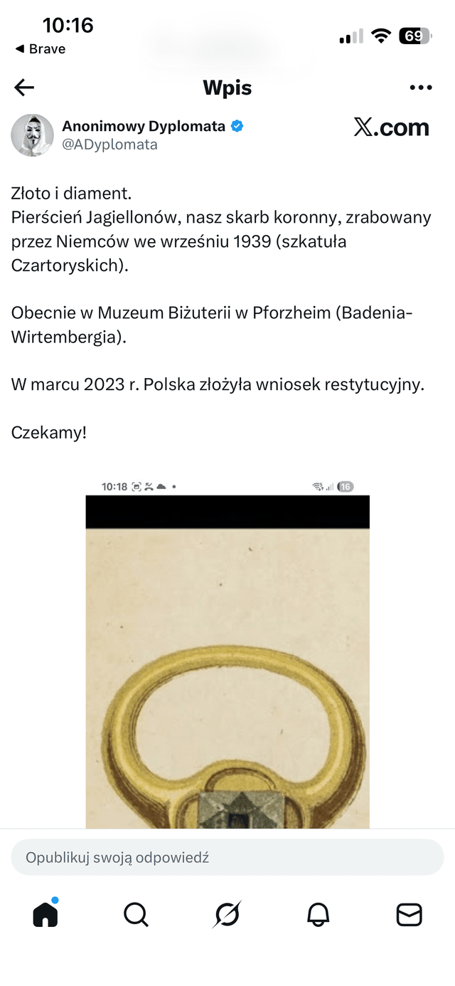 The ring of King Sigismund I the Old - illegally detained by german museum in Pforzheim