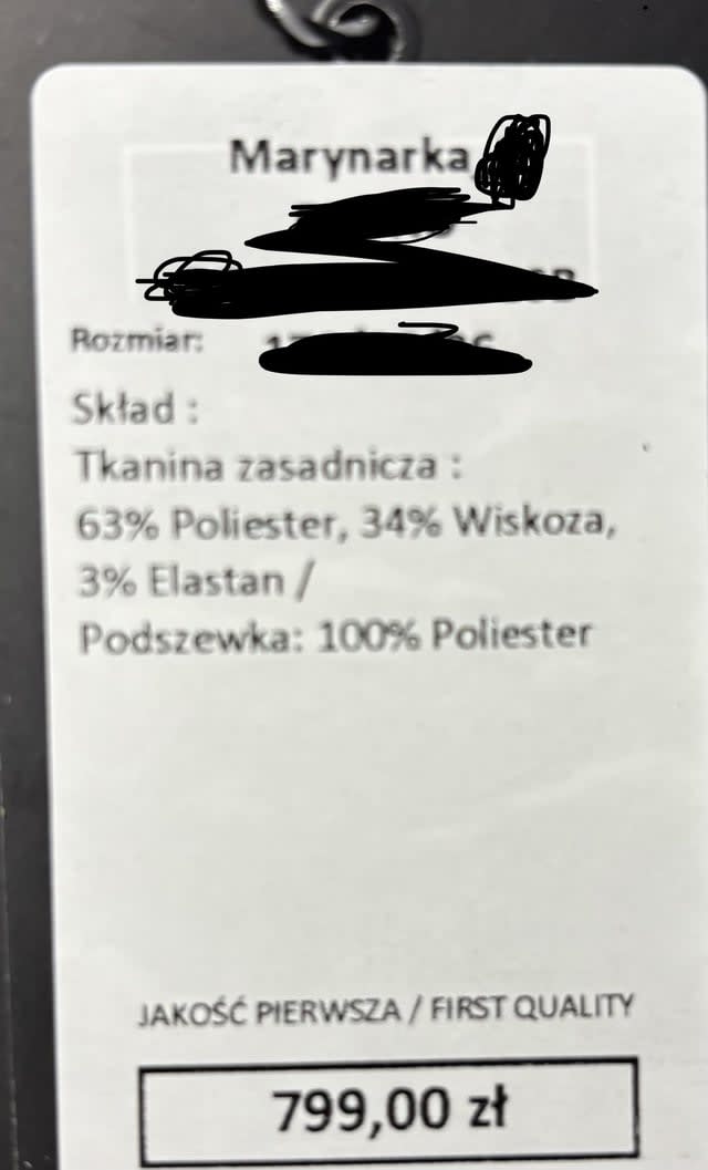 1300pln (ja z rabatem mialem) za Marynarkę z takim składem to normalne?