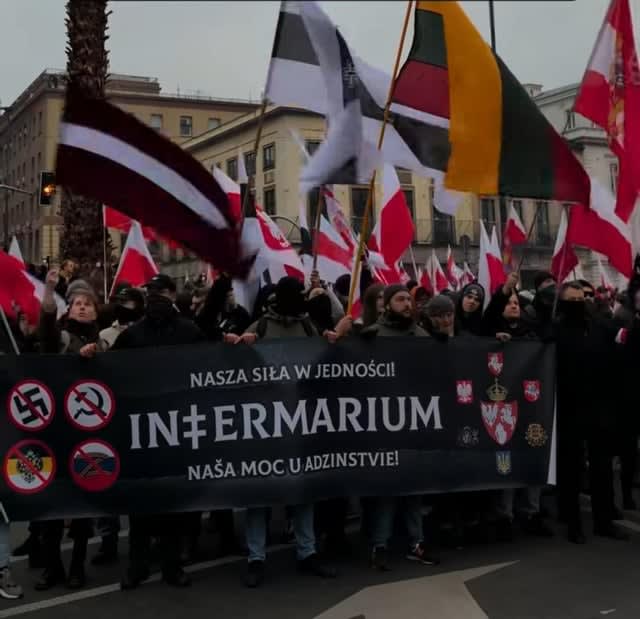 Belarusian, Lithuanian and Latvian participants in Polish Independence march