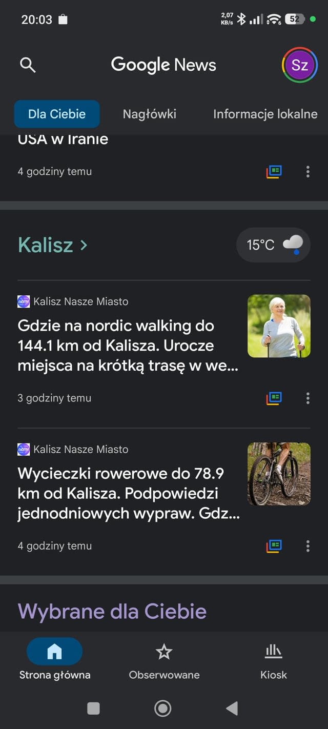 "Artykuły", które proponuje google.