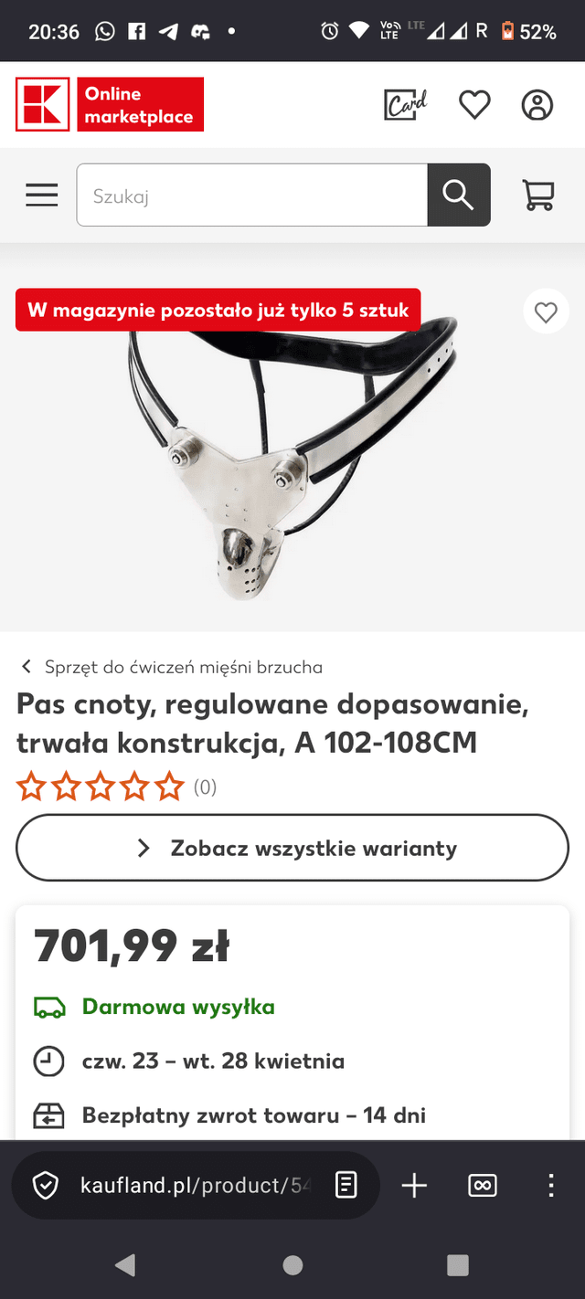 Kaufland sprzedaje pas cnoty jako sprzęt do ćwiczeń mięśni brzucha