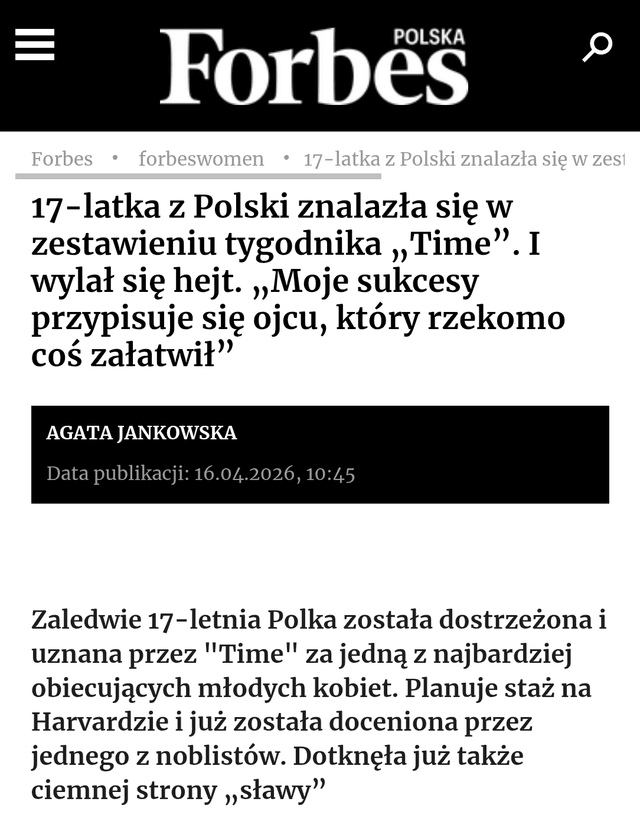 Piszą o nas na Forbes